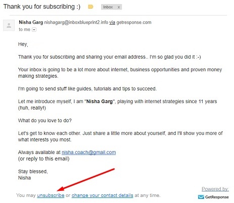 You must have an unsubscribe link at the bottom of each autoresponder email