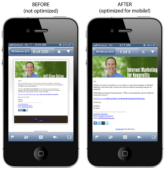 An Example of a Mobile Optimized Email