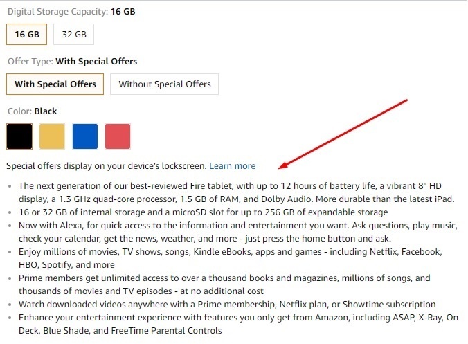 Product Description of Fire HD 8 Tablet